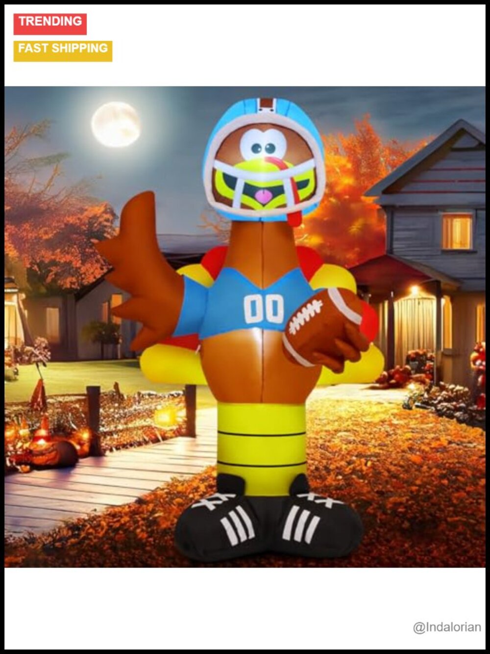 6 FT Thanksgiving Inflatable Turkey with Built-in LED Lights